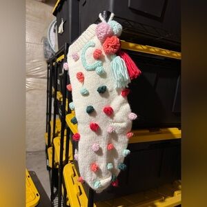 Anthropologie Pom-Pom Knit Stocking